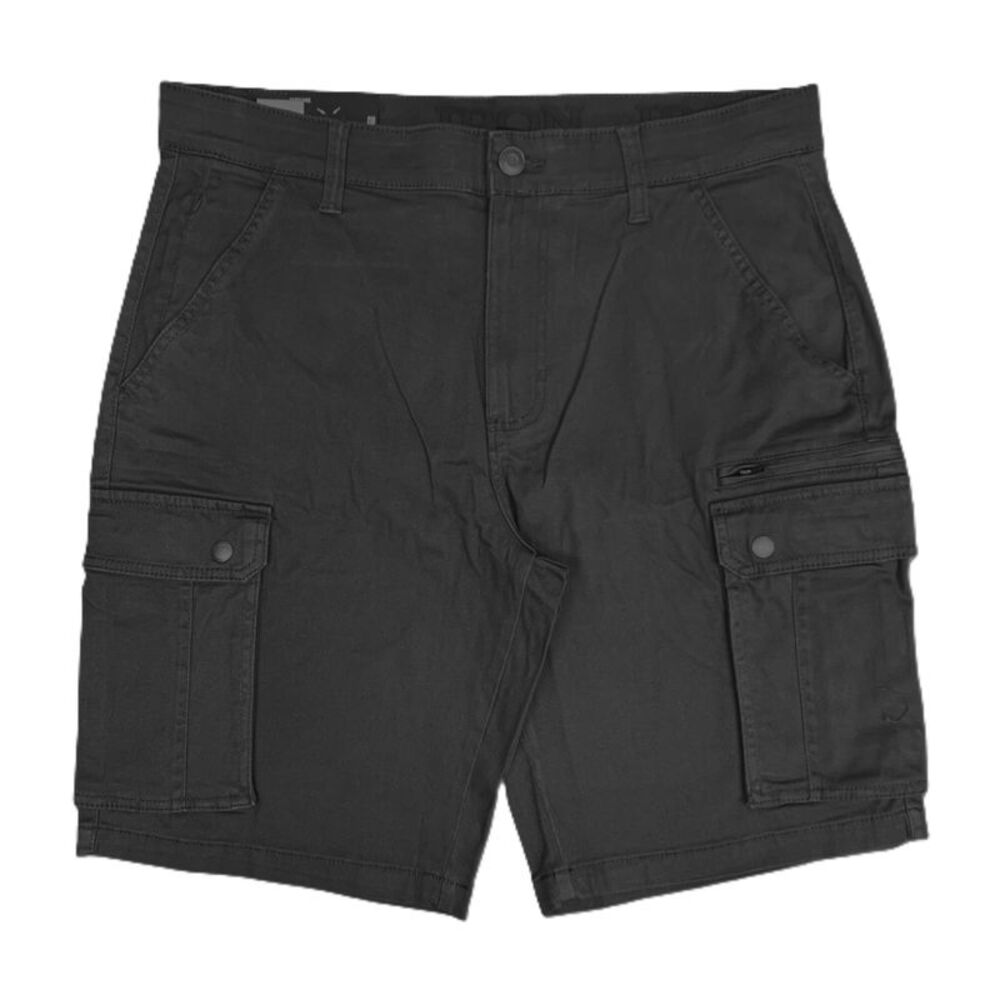 Black - Iron Clothing Co. Men's Regular Fit Stretch Cargo Short with Side Zipper
